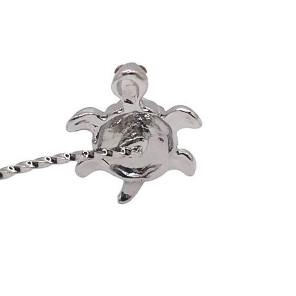 Silver Turtle Charm Dainty Cuff Bracelet - Picture 6 of 8